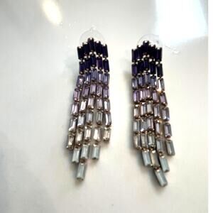 Vintage Amethyst Purple Rhinestone Chandelier Earrings